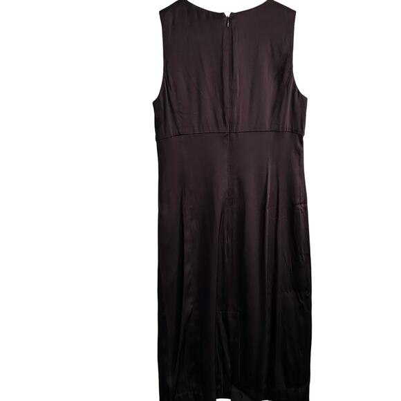 Theory Satin Tank Dress 2 V Neck Black Capsule Resort Cruise Minimalist Midi - Picture 2 of 4